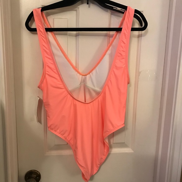 Sports Illustrated Deep V-Neck Coral Swimsuit Swim Bathing Suit Size 12 NWT - Picture 8 of 8